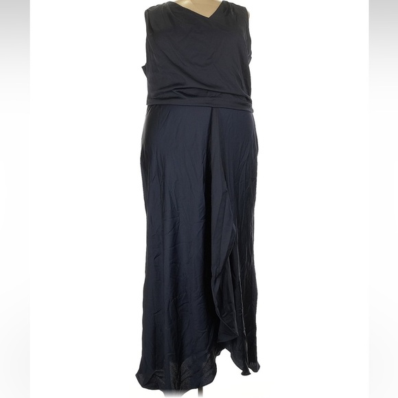 Anthropologie BHLDN Espen Satin Navy Maxi Formal Gown Dress Plus Size 26W - Picture 2 of 6